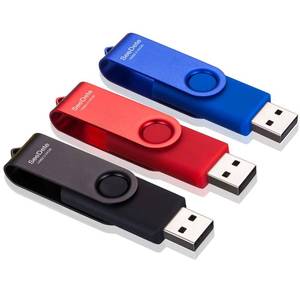 lot 12256 image: SeeDete 64GB USB Flash Drives, USB Stick, Thumb Drive Rotated Design, Memory Stick with LED Light for External Storage and Backup Data, Jump Drive, 3 Pack 64GB (3 Colors Black Red Blue)