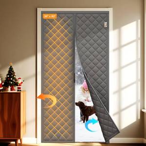lot 12259 image: Magnetic Thermal Insulated Curtain for 36x82in Doors, Curtain Size 38inx84in, All-Season Draft Stopper with 300D Oxford Fabric and Cotton Fill, Thermal Door Cover for Winter and Summerin