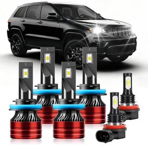 lot 12275 image: CHUANGYOU Light Bulbs Compatible for 2017-2021 Jeep Grand Cherokee H9 H11 High Beam H11 Low Beam H11 Fog Lights Combo Pack 800percent Brightness with Cooling Fan Plug N Play Pack of 6