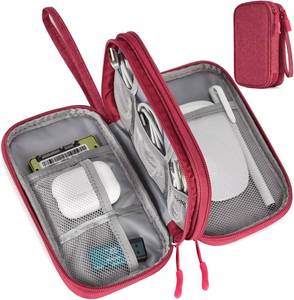 lot 12279 image: CAOODKDK Electronic Organizer Travel Cable Accessories Bag, Electronic Organizer Case, Waterproof Electronic Accessories Organizer Bag for Power Bank, Charging Cords, USB Cable (Rose Red)