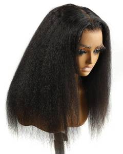 lot 12281 image: BEEOS 13x6 SKINLIKE Real HD Lace Frontal Wig, Kinky Straight Ultra-fitted Cap Structure 250percent Density Human Hair Wigs Pre-Plucked Bleached Knots 0.10mm Ultra-thin HD Lace 22 Inch