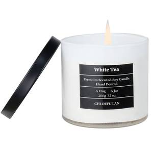 lot 12286 image: Chloefu LAN White Tea Candles Gifts for Men and Women, Highly Scented, 7.1oz45 Hour Burning, Candles for Home Scented, Home Decor, Glass Jar Candle with Gift Box