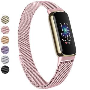 lot 12289 image: Vanjua Metal Band Compatible with Fitbit Luxe Bands, Stainless Steel Mesh Loop Adjustable Wristband Replacement Strap for Fitbit LuxeLuxe Special Edition Fitness Tracker Women Men (Rose Pink)