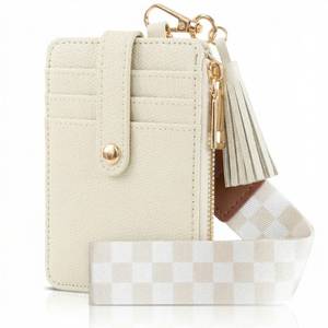 lot 12294 image: Stylish Wristlet Keychain Wallet for Women - Slim Design Credit Card Holder w Plenty of Storage incl. Clear ID Window and Zipper Pocket - Easy Carry RFID Blocking Wallet w Tassel, Lanyard and Gold Rings