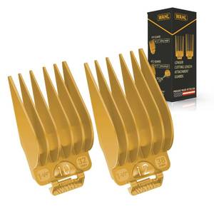 lot 12303 image: Wahl Hair Clipper Genuine Secure Fit Attachment Guard Set for Long Hair Styles and Fades, 2 Full Size Hair Clipper Guide Combs for Increased Cutting Performance - Model 3025025