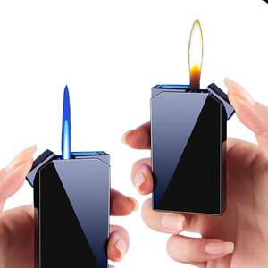 lot 12306 image: Lighter with Two Flames, Switchable Torch Lighter and Soft Flame Lighter,Creative Boyfriend Gift Personality(Black) Do not Carry butane-1pc