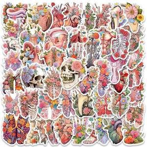 lot 12309 image: Human Body Organs Floral Stickers - 50Pcs Waterproof Vinyl Anatomy Medical Nurse Stickers for Water Bottles,Laptop,Computer,Refrigerator,Scrapbook