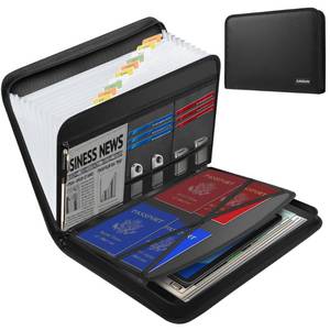 lot 12341 image: JUNDUN Accordion File Organizer - Fireproof Accordion Folder with Zipper and Labels - 13 Pocket Expanding File Folder with Multi-Pockets Document Organizer Folder for Letter A4 Files  Receipt and More