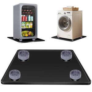 lot 12343 image: ToLanbbt Mini Fridge Silicone Mat with 4 Base Raisers - 20 x 20in x 0.6in Mini Fridge Drip Tray Under Refrigerator Mat Carpet Floor Protector Leak-Resistant Portable AC Pan for Washing Machine, Blackin