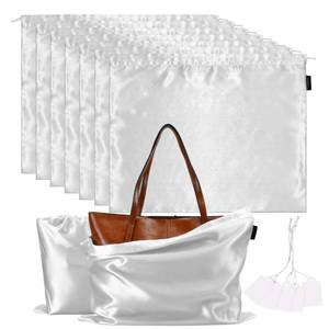 lot 12352 image: FEICHANGHAO 7 Pack Dust Bags for Handbags Storage Silk Cloth Bag With Drawstring Large Storage Pouch for Handbag Purse Shoes Boots (White, 23.6  19.6 in)