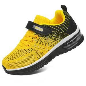 lot 12353 image: IGBAY Youth Sneakers for Boys and Girls Toddler Shoes Yellow and Black Fashionable Big Kids Running Shoes Sizes 11.5 Little Kid (Used)