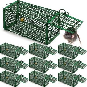 lot 13388 image: Qualirey 10 Pcs Humane Rat Trap Chipmunk Squirrel Cage Trap 4.33 x 4.33 x 9.06 Inches Foldable Rodent for Small Live Animal Voles Hamsters Catch and Release for Kitchen Yard Garage (Green)
