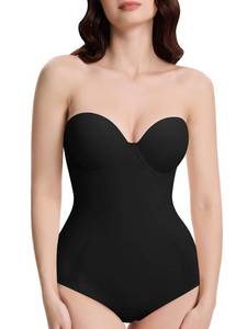 lot 14287 image: Decorus XL Seamless Strapless Shapewear Bodysuit - Tummy Control Sculpt Body Shaper  Cupped with Removable Straps Butt Lifting Triangle Shapewear