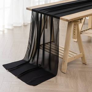 lot 14291 image: flohar 6Pack 9ft Chiffon Table Runner 14x108 Inch Sheer Romantic Table Runner for Wedding Birthday Party Bridal Shower Outdoor Decoration-Black