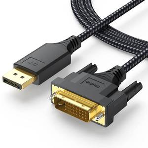 lot 14300 image: DteeDck DisplayPort to DVI Cable 6ft, Display Port to DVI-DI Cord Braided, Gold-Plated Male to Male 1080P60Hz, only One-Way Direction Video for Computer Laptop Graphics Card Monitor Projector HDTV