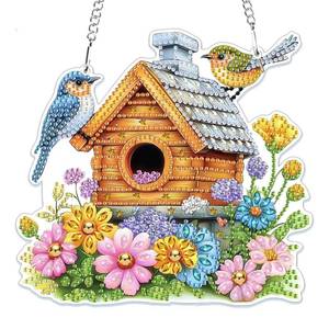 lot 14307 image: MOGTAA Bird House Diamond Art Hanging Pendant Kits, 5D Special Shape Diamond Art Kits for Adults, Crystal Rhinestones Flowers Diamond Painting Butterfly Gem Art for Home Garden Wall Decor