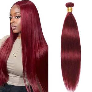 lot 14322 image: Burgundy Human Hair Bundles Wine Red 20 Inch Color 99J Bundles Human Hair Extension Straight 1 Bundle Burgundy Red Unprocessed Brazilian Virgin Hair 100GPC