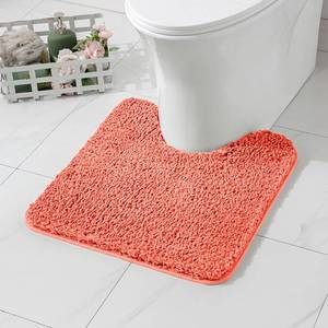 lot 14335 image: MIULEE Living Coral Toilet Rugs U-ShapedSoft Absorbent Microfiber Bathroom Rugs Non Slip Quick Dry Fluffy Contour Bath Mats for Toilet Base Bathroom Floor, Machine Washable, 20x24 Inch