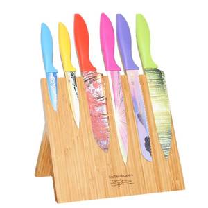 lot 14347 image: Magnetic Knife Block  Cutting Board - Knife holder and Storage Rack  Bamboo Butcher Block. Chopping board Meats, Cheese, Veggies (10x 10in) Kitchen Dcor (Natural Bamboo, Without Knives)in