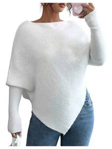 lot 14349 image: Milumia Womenfts Off The Shoulder Poncho Sweater Asymmetrical Oversized Pullover Knit Tops Fall Clothes Apricot Medium