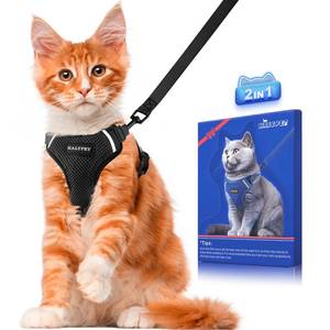 lot 14362 image: Halypet Cat Harness and Leash Set  MAX Safety Third Generation  Escape Proof Soft Adjustable Cat Leash Breathable Comfortable Vest Easy to Wear Kitten Harness for Outdoor Walking Black Small