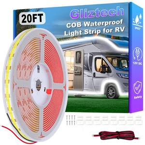 lot 14368 image: Gliztech RV Awning Lights 20FT, Camper Awning Lights for RV Canopy Exterior, IP67 12V White COB Waterproof Underglow Led Light kit for Motorhome, Travel Party, Trailers, Food Trucks