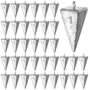 lot 14373 image: Leyndo 36 Pcs 1oz Pyramid Sinkers Fishing Weights Saltwater Fishing Weights Sinkers Fishing Gear Tackles for Ocean Saltwater Surf