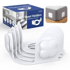 lot 14390 image: KOXUIUF Sheet Holders Lock Bed Sheet Grippers - Fitted Sheet Holder for Corners Keep Sheets Firm and Tight Fit All Sheet Sizes,360 Degree Bed Sheet Tightener Easy Installation