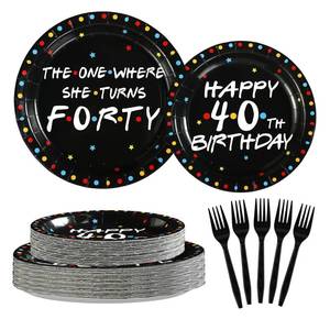 lot 14407 image: Grencian 72Pcs iFriends Themed Birthday Party Decorations 40th Birthday Plates The One Where She Turns 40 Tableware Set for Women 40 Year Old iFriends TV Show Fans Party Decorations