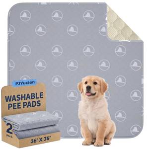 lot 14408 image: PJYuCien 2 Pack Non-Slip 36x36in Pet Playpen Mat with 3-Layer Comfort, Reusable and Washable Training Crate Pad, Travel Mat and Sofa Protector for Puppies, Dogs, Cats, Rabbits, and Small Animals, Grayin