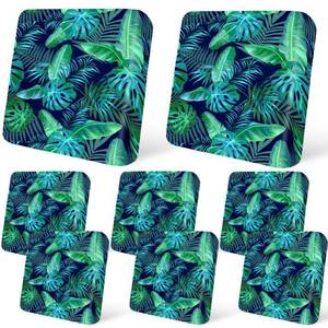 lot 14409 image: pickyNproud 8Pcs Patio Cushion Covers Stretch Outdoor Couch Cushions Slipcovers Replacement Washable Furniture Protector with Elastic Bottom Sofa Chair Seat Cover, Palm Leaves