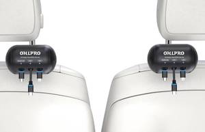 lot 14410 image: OHLPRO Retractable Backseat Car Charger 2 Pack, 3-in-1 Multi Car Charging Station with USB-CUSB-iMicro-USB, 15W Fast Charging for iPhone, Samsung, Android, Headrest Mount for Uber Taxi Rideshare