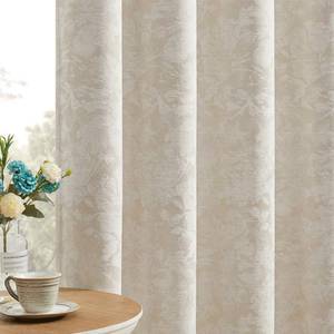 lot 17438 image: Beauoop Beige Floral Jacquard Blackout Curtains 90 Inches Long 2 Panels for Bedroom Living Room Taupe Flower Chenille Room Darkening Thermal Insulated Soundproof Grommet Window Treatments Drapes 52x90