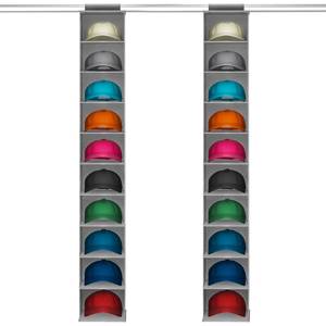 lot 17440 image: Lifewit Hat Organizer for Baseball Caps, Hat Rack Hanging Storage, Non-Woven Fabric Display Shelf Holds Up to 40 Hats, Cap Holder Hanger for Closet, Bedroom, 10 Compartments, Gray, 2 Packs