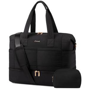 lot 17443 image: LOVEVOOK Travel Duffle Bag - Puffer Weekender Bags For Women with Shoe Compartment,50L Carry On Overnight Duffel Bags For Airplanes,Hospital Bag for Labor and Delivery,2Pcs