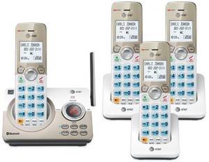 lot 17447 image: ATandT 4-Handset DECT 6.0 Expandable Cordless Home Phone with Large Display, Big Buttons, Answering Machine, Smart Call Blocker, Bluetooth Connect to Cell, Long Range, Caller ID, Speakerphone DL72419