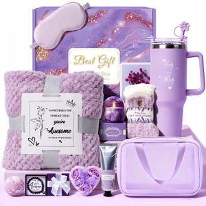 lot 17464 image: Birthday Gift for Women, Luxury Self Care Spa Gift Basket with Blanket for Mom, Wife, Sister, Friend, Girlfriend, Grandmother, Get Well Soon and Christmas gift for Her