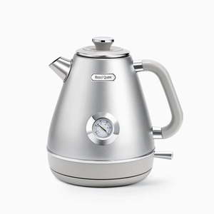 lot 17470 image: Hazel Quinn Retro Electric Kettle - 1.7L Stainless Steel with Thermometer  Fast Boiling  Space Gray  New