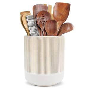 lot 17476 image: RedCall Kitchen Utensils Holder Large,Ceramic Utensil Organizer for Countertop,Morden Utensil Crock for Spoon Spatula,Home Kitchen Decor (Light Coffee)