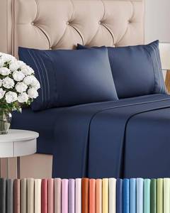 lot 17478 image: King Size 4 Piece Sheet Set - Comfy Breathable and Cooling Bed Sheets Set - Hotel Luxury Bedding for Women, Men, Kids, Teens, Boys and Girls - Deep Pockets, Ultra-Soft, Wrinkle Free - Oeko-Tex - Navy Blue
