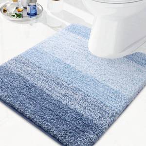 lot 18230 image: Arotive Microfiber Bathroom Rugs, Shaggy Soft and Absorbent Contour Toilet Rugs, Non-Slip, Thick Plush Machine Washable Dry Bath Mats for Toilet Base, 24x20, Light Blue, U-Shape