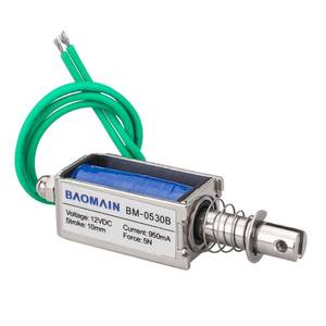 lot 18238 image: Baomain Solenoid Electromagnet BM-0530B DC 12V 10mm 5N 950mA Push Pull