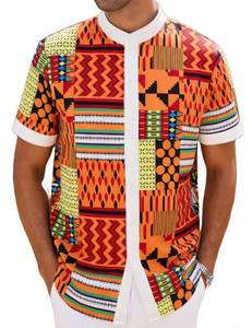 lot 18248 image: Henley Shirts for Men Menfts Color-Blocked Button-Up Shirt African Fabric Menfts Casual Button-Down Shirts Mens 80s Costumes Yellow Novelty Shirt Tropical Shirts Vintage Clothes Dashiki Shirt for Men L
