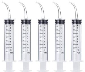 lot 18249 image: Wisdom Teeth Syringe, 5 Pack Irrigation Dental Syringes with Measure Scale and Curved Tip for Dental Care Liquid Oral Tonsil Stone