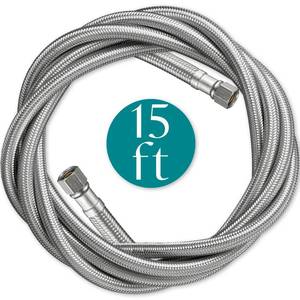 lot 18252 image: Refrigerator Water Line for Ice Maker Braided - 15ft Pex Water Supply Lines Hose for Fridge Outlet Box with 14 Comp Fitting