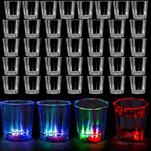 lot 18260 image: Drayear 40 Pack LED Light Up Shot Glasses Glow in the Dark Acrylic Plastic Shot Glasses Reusable Multicolor Flashing Party Cups for Parties Weddings Birthdays Bar