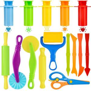 lot 18281 image: LCY WEDSHI Dough Tool Set, 15 Pcs Dough Tools Sets for Kids Ages 4-8, Dough Accessories Includes Cutters Roller, Rolling Pins, Safety Scissors, Plastic Knife