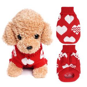 lot 18290 image: Tongcloud Dog Knitted Sweater Heart Puppy Sweater Dog Sweaters Holiday Clothes or Dog Cat Pet Costume