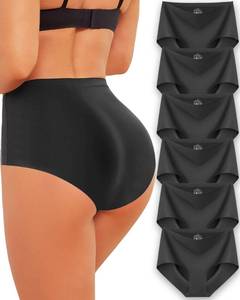 lot 18301 image: ROSYCORAL High Waisted Seamless Underwear for Women Full Coverage Hiphugger High Rise Silky No Show Briefs Panties 6 Pack (L) All Black