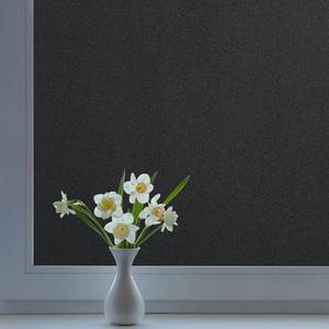 lot 18305 image: DOWELL Blackout Window Film, 100percent Light Sun Blocking Static Cling Frosted Privacy Film for Glass, Heat Control Removable Window Tint, Room Darkening Cover for Day Sleep, Black, 17.5 x 78.7inin